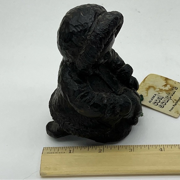 Inuit Naber Coal Sculpture Alaska Homer Kachemak Bay Indigenous Eskimo Vintage - Picture 9 of 13